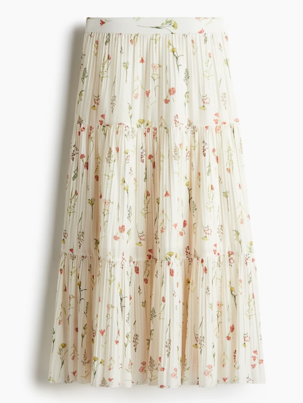 White Floral Tiered Maxi Skirt